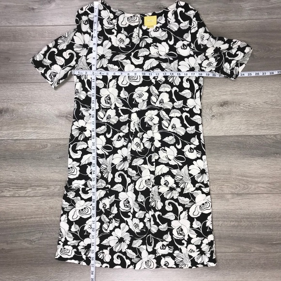 Maeve Short Sleeve Dress Floral Black White Size 8 - Picture 6 of 9